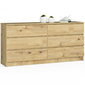 Ak furniture Komoda Kuba 160 cm 6 šuplíků dub artisan