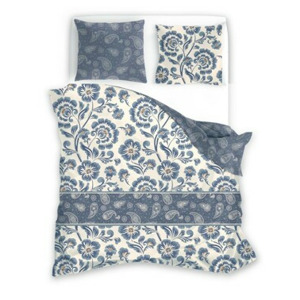 Faro Bavlněné saténové povlečení PURE SATEEN 220x200 cm + 2x 70x80 cm šedé/modré