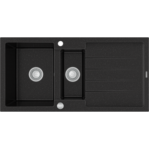 Granitový dřez MEXEN ANDRES 100 x 50 cm černý-stříbrný/chrom