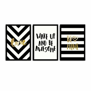 Wallity Sada obrazů Blate 3 ks 35x50 cm černobílá