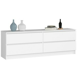 Ak furniture KOMODA Kuba 160 cm - 4 šuplíky - bílá