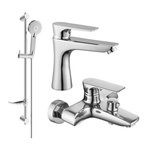 Sada baterií MEXEN AXEL VIII umyvadlová baterie + vanová baterie se sprchou chrom