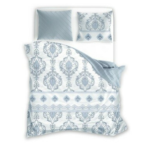Faro Bavlněné saténové povlečení PURE SATEEN 220x200 cm + 2x 70x80 cm bílé/modré