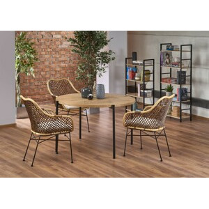 HALMAR Kulatý jídelní stůl Morgan dub zlatý/černá