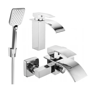 Sada baterií MEXEN ARIES IX umyvadlová baterie + vanová baterie se sprchou chrom