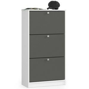 Ak furniture Výklopný botník Luso III 60 cm bílý/grafitový