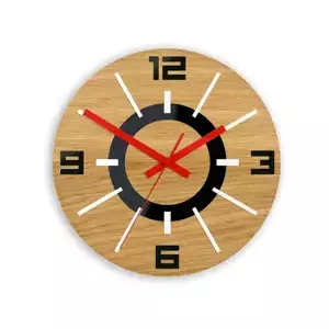 ModernClock Nástěnné hodiny Alladyn Wood hnědo-červené
