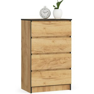 Ak furniture Komoda K60 cm s 4 zásuvkami dub craft