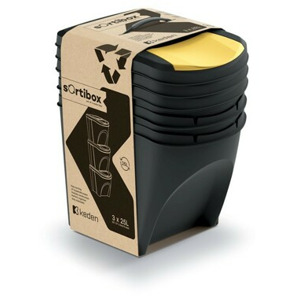 Prosperplast Sada 3 odpadkových košů Soorti 3 x 25 L černá