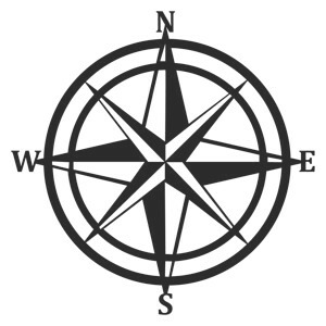 Wallity Nástěnná kovová dekorace COMPASS černá