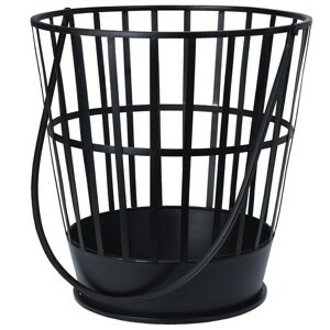 H&S Decoration Kulatý koš na dřevo černý