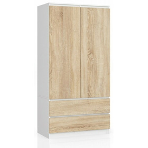 Ak furniture Šatní skříň Star 90 cm bílá/dub sonoma