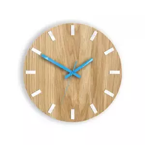 ModernClock Nástěnné hodiny Simple Oak hnědo-tyrkysové