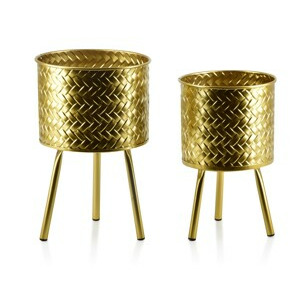 Mondex Sada 2 květináčů SWEN L:20xh32cm,M:18xh28cm zlatá