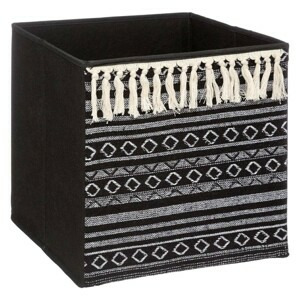 5five Simply Smart Úložný textilní box Tassel 31 cm černý/bílý