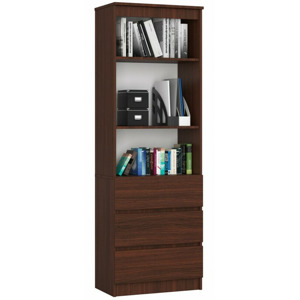 Ak furniture Knihovna Ronald 60 cm 3 šuplíky a 3 police wenge