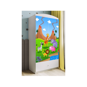 Kocot kids Dětská skříň Babydreams 90 cm safari bílá