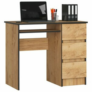 Ak furniture Psací stůl A-6 90 cm dub craft zlatý pravý