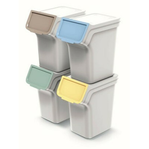 Prosperplast Sada 4 odpadkových košů STACKBOXER Q 4 x 20 L popelavě šedá