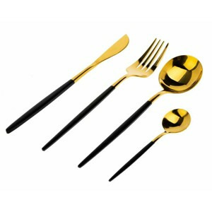 HowHomely Sada 4 příborů Lijo Black zlatá/černá