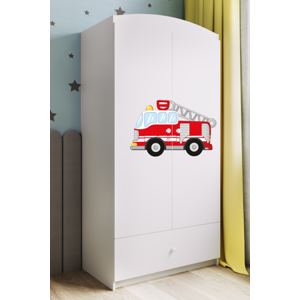 Kocot kids Dětská skříň Babydreams 90 cm hasičské auto bílá