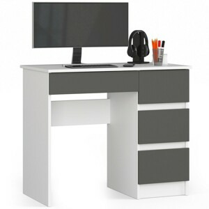 Ak furniture Psací stůl A-7 90 cm bílý/šedý pravý