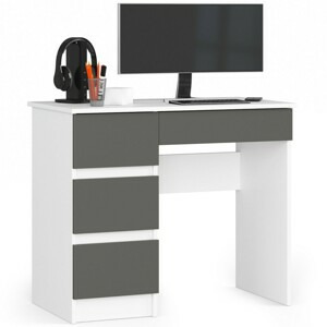 Ak furniture Psací stůl A-7 90 cm bílý/šedý levý