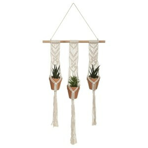 ATMOSPHERA Umělé květiny v trojitém závěsném květináči BOHO 3 Macrame bílá