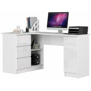 Ak furniture Rohový psací stůl B20 155 cm bílý lesk levý