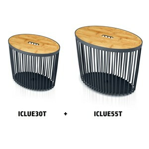 Prosperplast Set 2 univerzálních oválných košů s bambusovými víky CLUBO 30+55l antracit