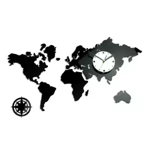 ModernClock 3D nalepovací hodiny Continents wenge