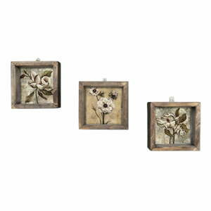 Sada 3 nástěnných obrazů Vintage, 15 x 15 cm