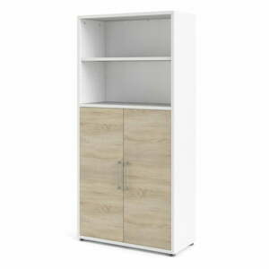 Modulární knihovna v bílo-přírodní barvě v dekoru dubu 89x189 cm Prima – Tvilum