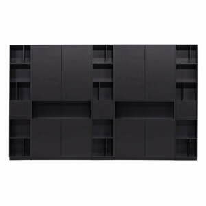 Černá modulární knihovna z borovicového dřeva 340x210 cm Finca – WOOOD
