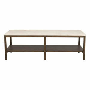 Hnědo-béžový konferenční stolek s deskou z kamene 140x60 cm Orwel - Rowico