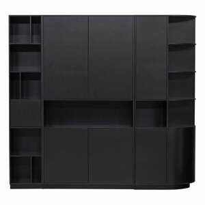 Černá modulární knihovna z borovicového dřeva 228x210 cm Finca – WOOOD