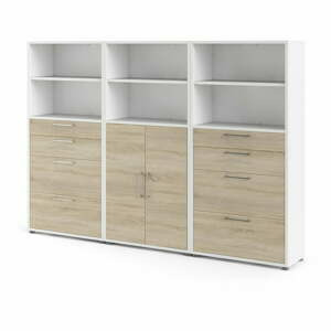 Modulární knihovna v bílo-přírodní barvě v dekoru dubu 268x189 cm Prima – Tvilum