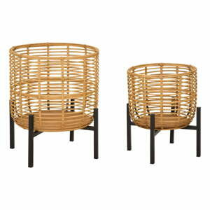 Sada 2 ratanových stojanů na květináč Mauro Ferretti, výška 47 cm