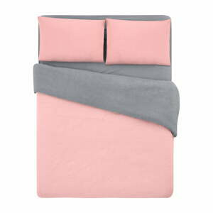 Bavlněné povlečení na dvoulůžko/prodloužené s prostěradlem v lososové barvě/šedé 200x220 cm – Mila Home