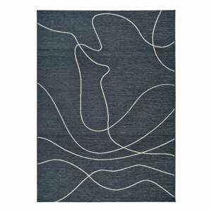Tmavě modrý venkovní koberec s příměsí bavlny Universal Doodle, 154 x 230 cm