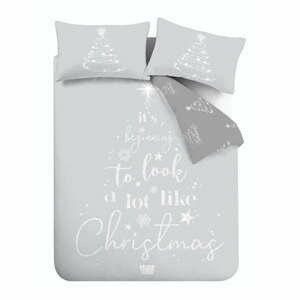 Šedé povlečení na dvoulůžko 200x200 cm A Lot Like Christmas – Catherine Lansfield