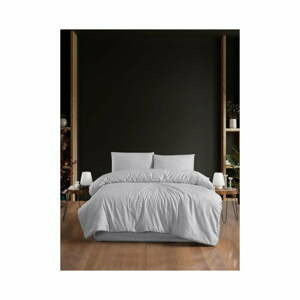 Světle šedé 4dílné prodloužené povlečení na dvoulůžko s prostěradlem 200x220 cm – Mila Home