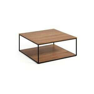 Hnědý konferenční stolek s deskou v dekoru ořechového dřeva 80x80 cm Yona - Kave Home