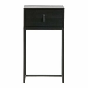 Černý noční stolek se zásuvkou WOOOD Zola