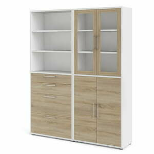 Modulární knihovna v bílo-přírodní barvě v dekoru dubu 178x222 cm Prima – Tvilum