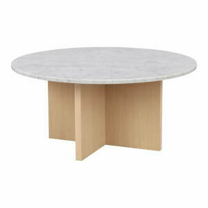 Bílý mramorový kulatý konferenční stolek 90x90 cm Brooksville - Rowico