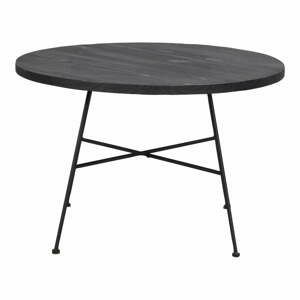 Černý konferenční stolek s deskou z borovicového dřeva Rowico Grafton, ø 70 cm