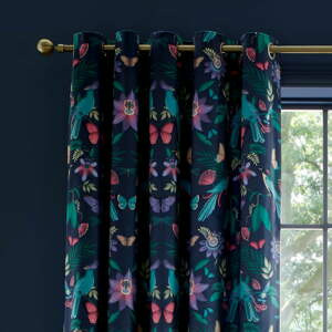 Modré závěsy v sadě 2 ks 229x229 cm Mya Tropical Floral – Catherine Lansfield