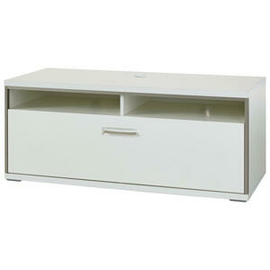 Livetastic KOMODA POD TELEVIZI, šedá, barvy stříbra, bílá, vysoce lesklá bílá, 124/51/52 cm