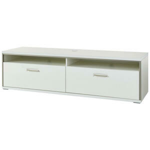 Livetastic KOMODA POD TELEVIZI, šedá, barvy stříbra, bílá, vysoce lesklá bílá, 184/51/52 cm